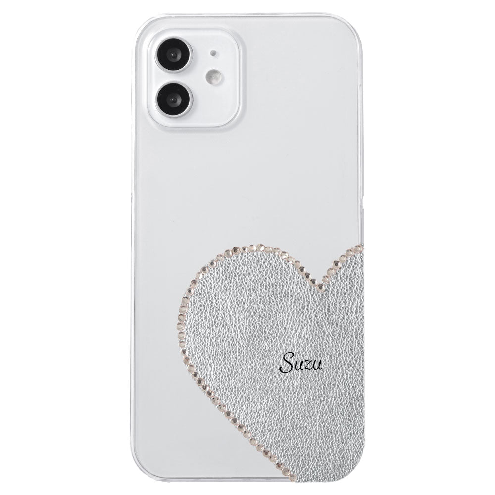 Coque transparente en cuir véritable 32 couleurs cuir italien grainé découpe motif cuir nom imprimé décoration pierre coque arrière série iPhone