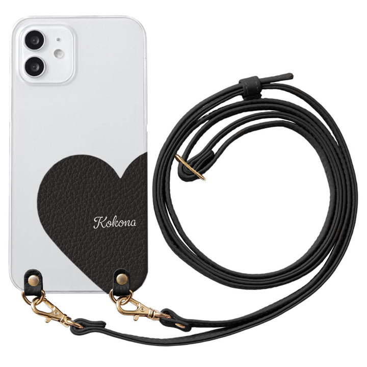 Clear Case Genuine Leather 32 Colors Italian Shrink Leather Motif Cut Leather Printed Name With Shoulder Strap Back Case Xperia Series