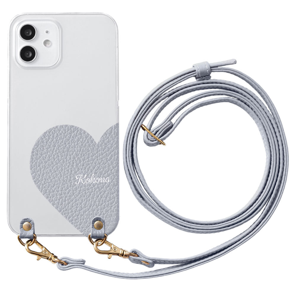 Étui transparent en cuir véritable 32 couleurs cuir italien grainé cuir découpé motif nom imprimé avec bandoulière coque arrière série Xperia