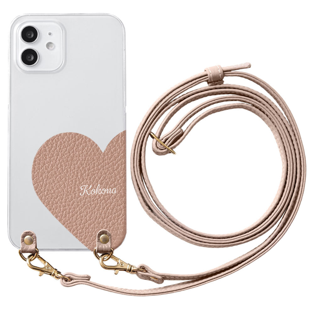 Étui transparent en cuir véritable 32 couleurs cuir italien grainé cuir découpé motif nom imprimé avec bandoulière coque arrière série Xperia