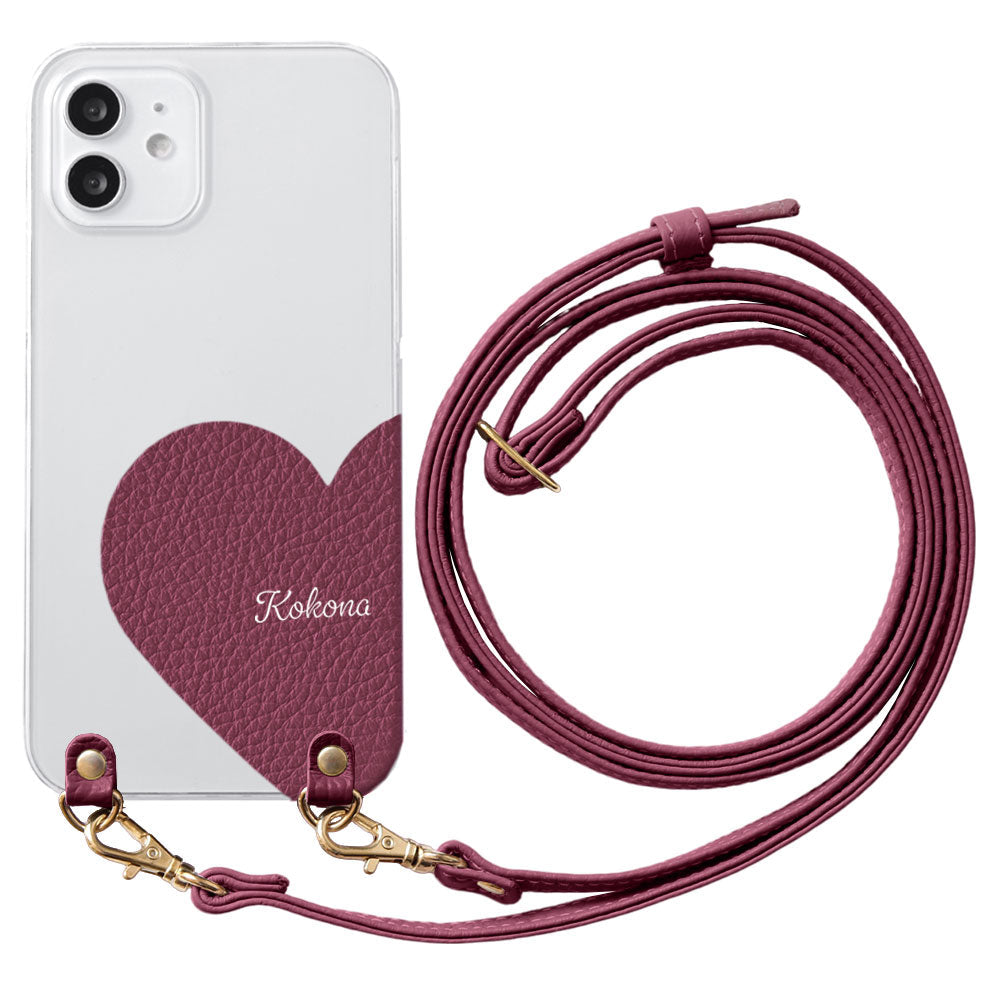 Clear Case Genuine Leather 32 Colors Italian Shrink Leather Motif Cut Leather Printed Name With Shoulder Strap Back Case Galaxy Series