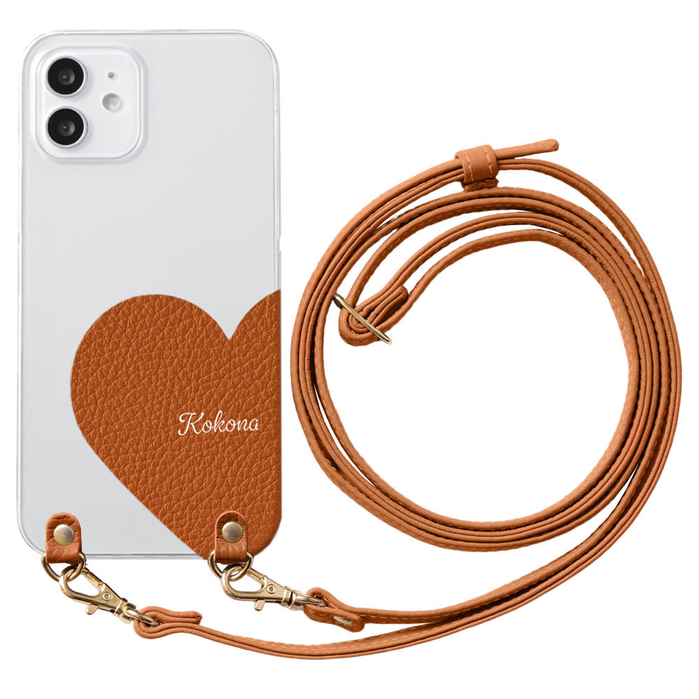 Clear Case Genuine Leather 32 Colors Italian Shrink Leather Motif Cut Leather Printed Name With Shoulder Strap Back Case Xperia Series