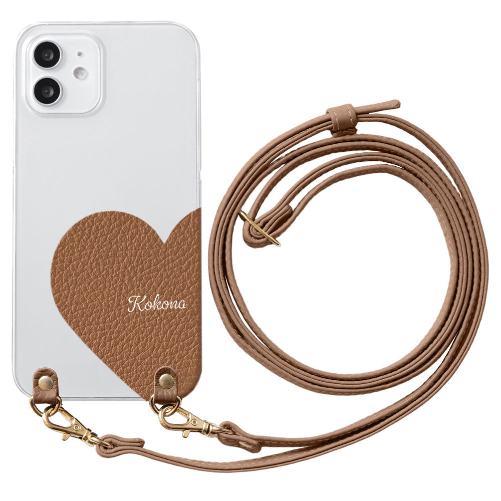 Clear Case Genuine Leather 32 Colors Italian Shrink Leather Motif Cut Leather Printed Name With Shoulder Strap Back Case Xperia Series