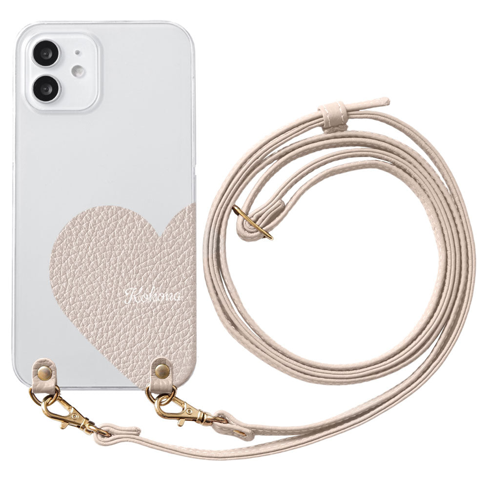 Étui transparent en cuir véritable 32 couleurs cuir italien grainé cuir découpé motif nom imprimé avec bandoulière coque arrière série Xperia