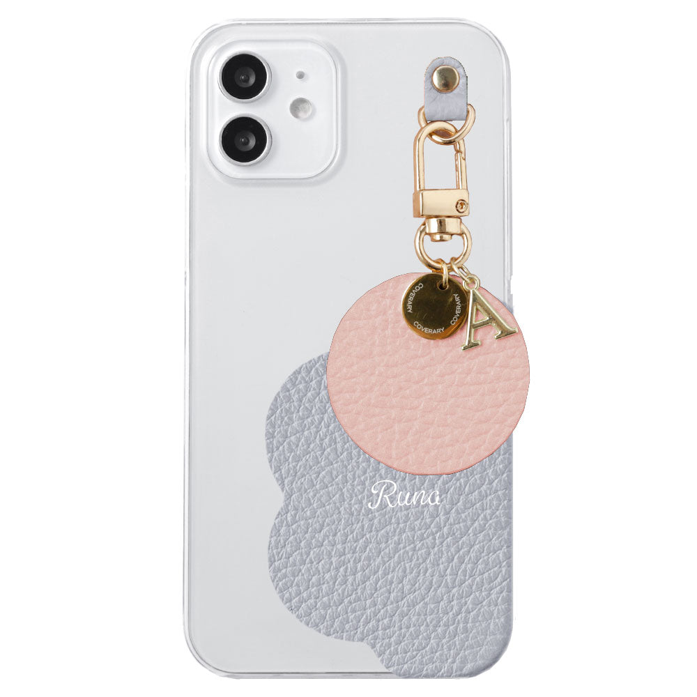 クリアケース 本革 32色 イタリアンシュリンクレザー プリントネーム モチーフイニシャルチャーム 背面ケース Xperiaシリーズ