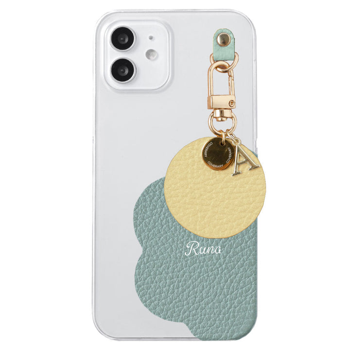 クリアケース 本革 32色 イタリアンシュリンクレザー プリントネーム モチーフイニシャルチャーム 背面ケース Xperiaシリーズ