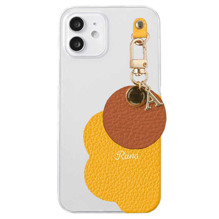 クリアケース 本革 32色 イタリアンシュリンクレザー プリントネーム モチーフイニシャルチャーム 背面ケース Xperiaシリーズ