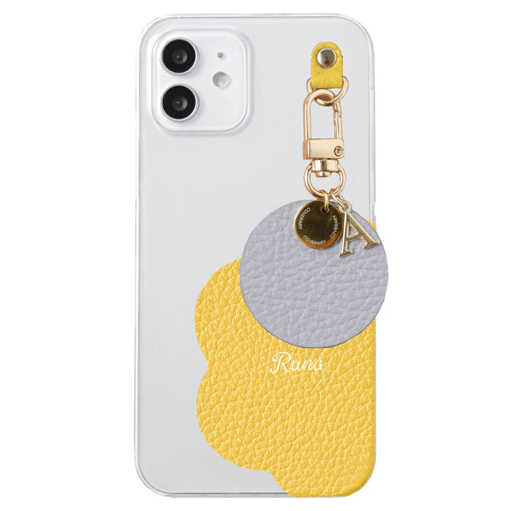 クリアケース 本革 32色 イタリアンシュリンクレザー プリントネーム モチーフイニシャルチャーム 背面ケース Xperiaシリーズ