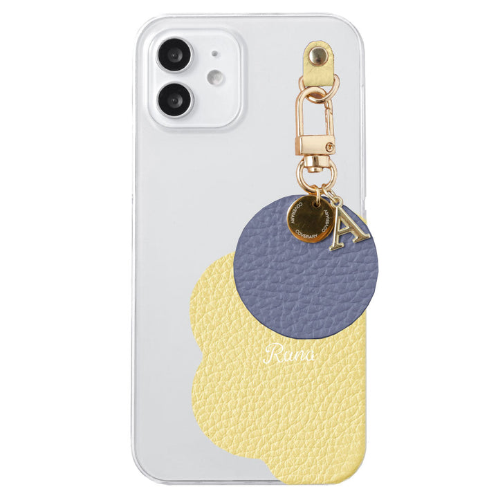 クリアケース 本革 32色 イタリアンシュリンクレザー プリントネーム モチーフイニシャルチャーム 背面ケース Xperiaシリーズ