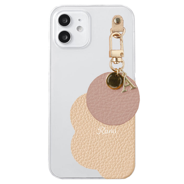 クリアケース 本革 32色 イタリアンシュリンクレザー プリントネーム モチーフイニシャルチャーム 背面ケース Xperiaシリーズ