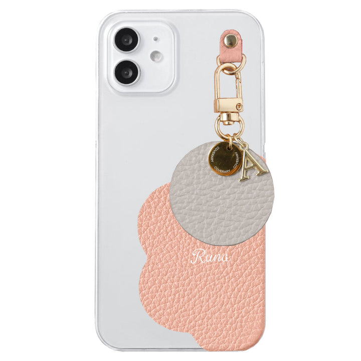 クリアケース 本革 32色 イタリアンシュリンクレザー プリントネーム モチーフイニシャルチャーム 背面ケース Xperiaシリーズ