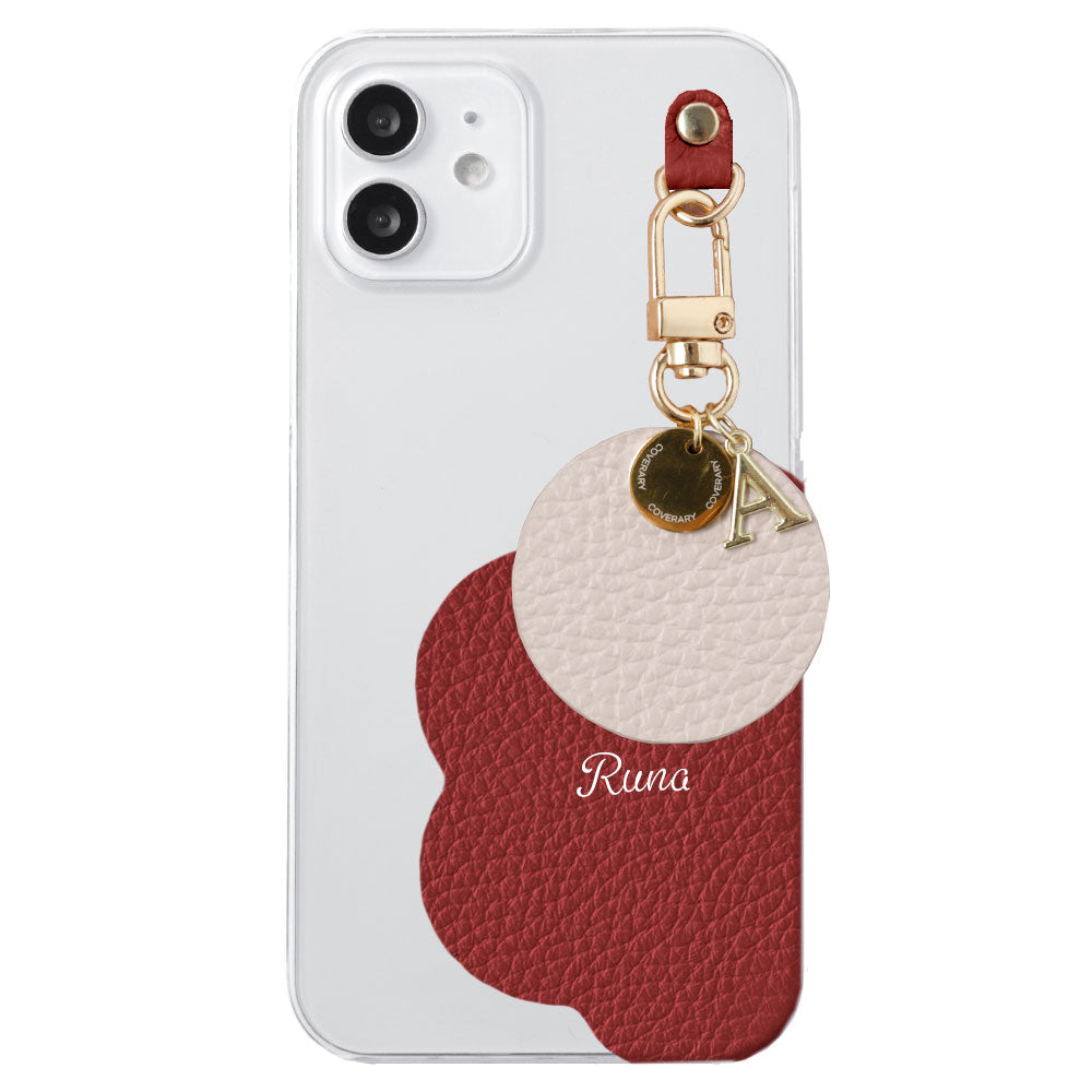 クリアケース 本革 32色 イタリアンシュリンクレザー プリントネーム モチーフイニシャルチャーム 背面ケース Xperiaシリーズ