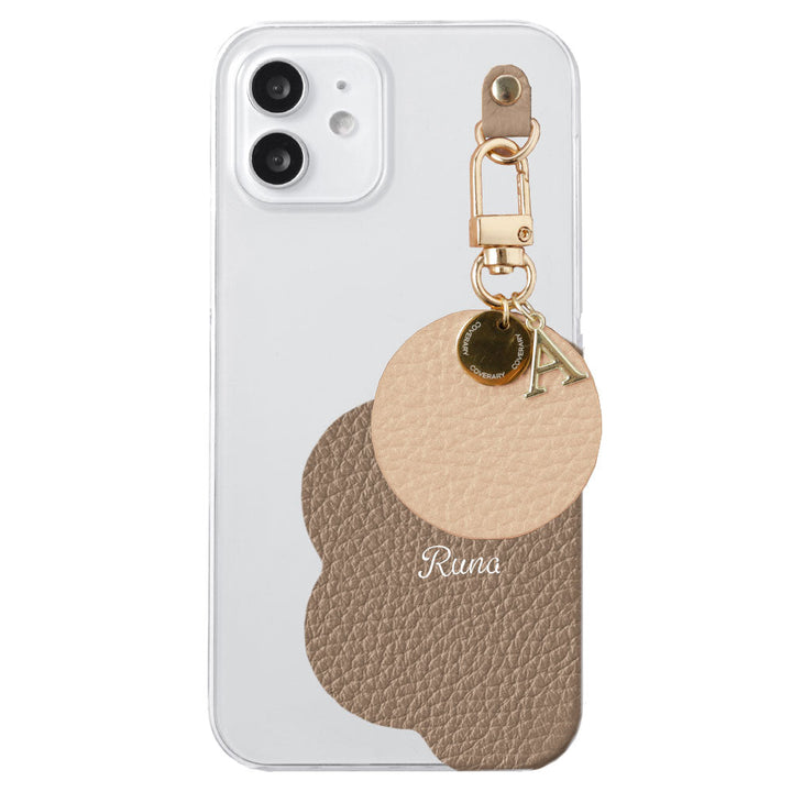 クリアケース 本革 32色 イタリアンシュリンクレザー プリントネーム モチーフイニシャルチャーム 背面ケース Xperiaシリーズ