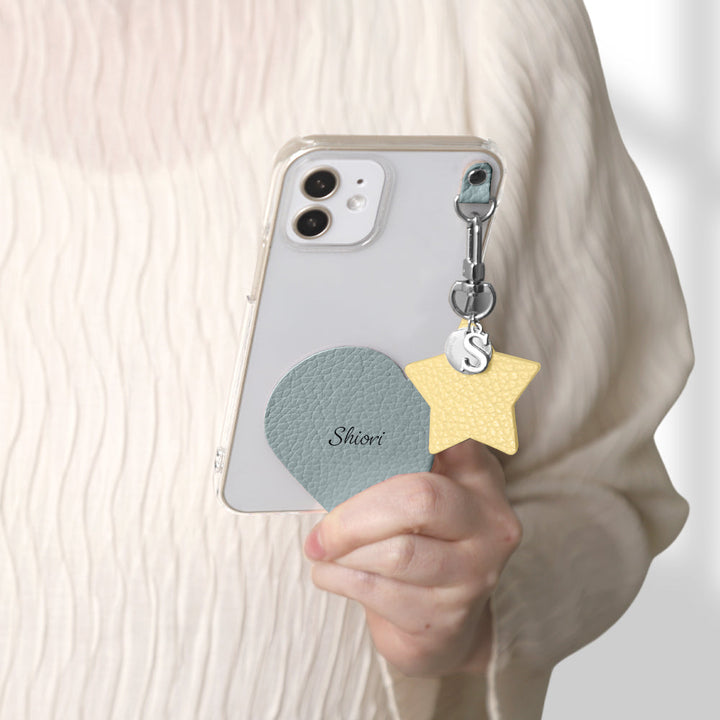 クリアケース 本革 32色 イタリアンシュリンクレザー プリントネーム モチーフイニシャルチャーム 背面ケース Xperiaシリーズ