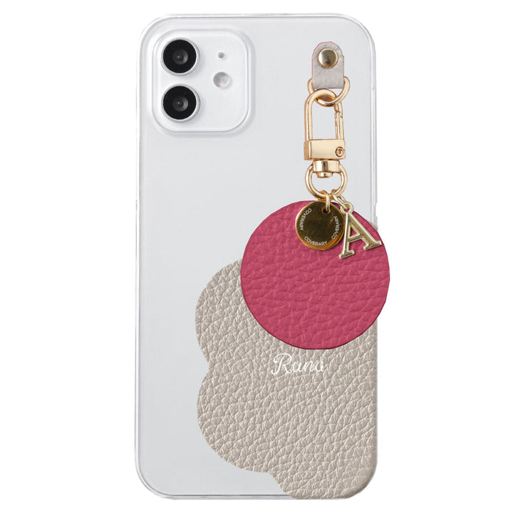 クリアケース 本革 32色 イタリアンシュリンクレザー プリントネーム モチーフイニシャルチャーム 背面ケース Xperiaシリーズ