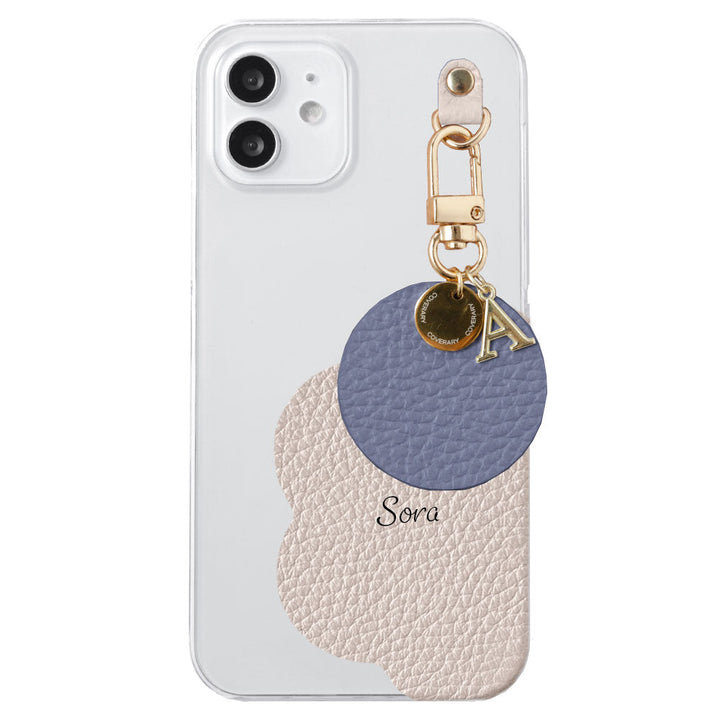 クリアケース 本革 32色 イタリアンシュリンクレザー プリントネーム モチーフイニシャルチャーム 背面ケース Xperiaシリーズ