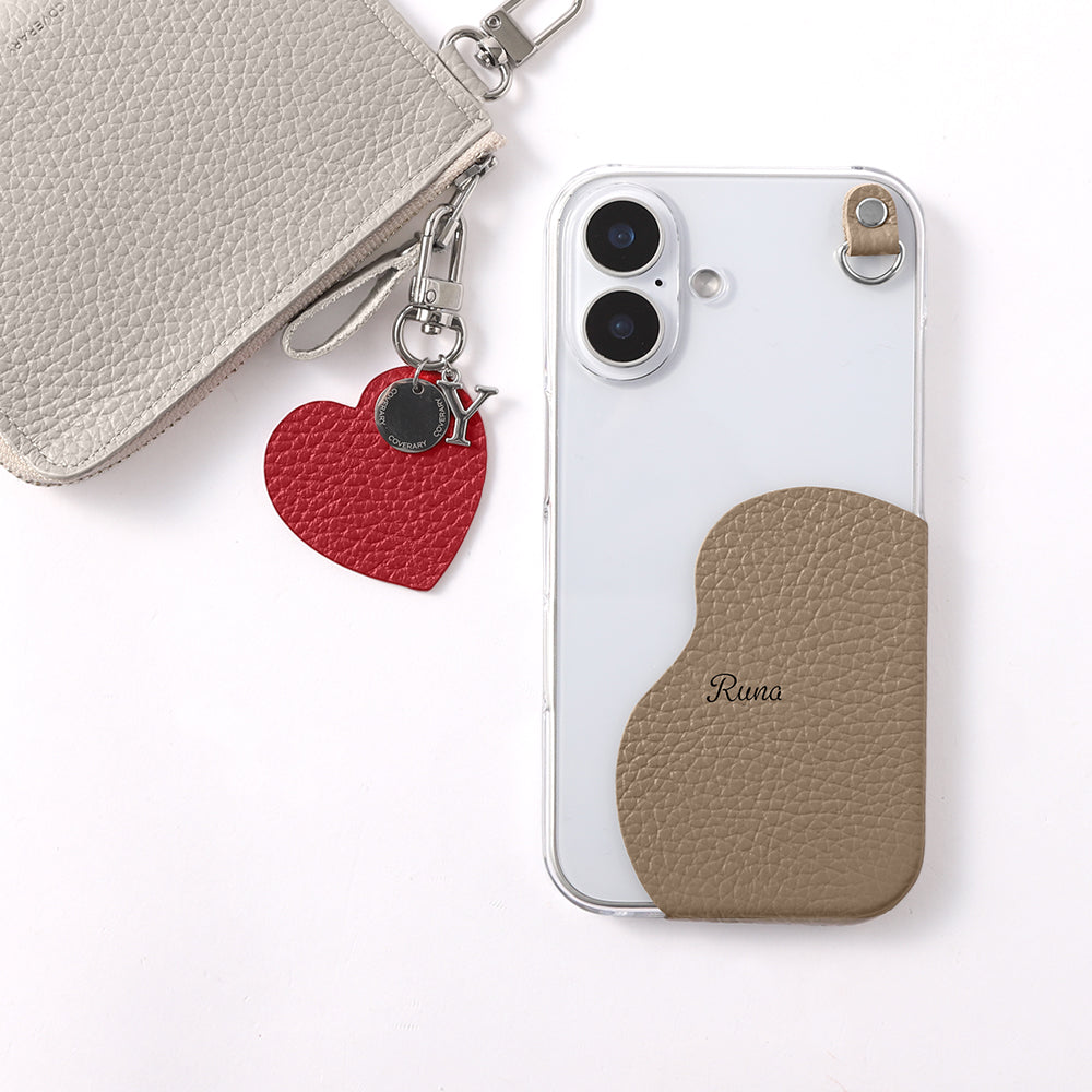 クリアケース 本革 32色 イタリアンシュリンクレザー プリントネーム モチーフイニシャルチャーム 背面ケース Xperiaシリーズ