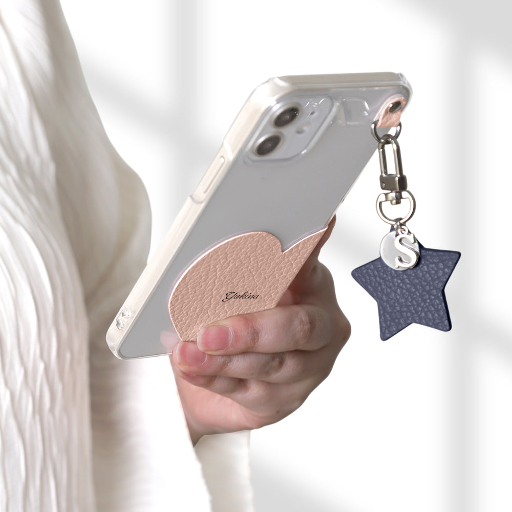 クリアケース 本革 32色 イタリアンシュリンクレザー プリントネーム モチーフイニシャルチャーム 背面ケース Xperiaシリーズ