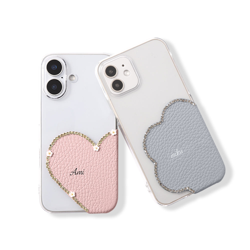 Clear Case Genuine Leather 32 Colors Italian Shrink Leather Motif Cut Leather Printed Name Stone Decoration Back Case Xperia Series