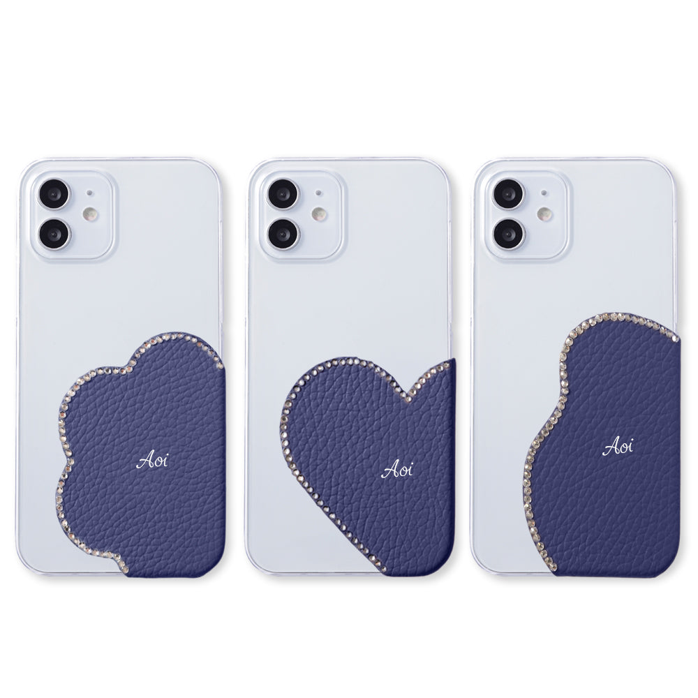 Clear Case Genuine Leather 32 Colors Italian Shrink Leather Motif Cut Leather Printed Name Stone Decoration Back Case Xperia Series