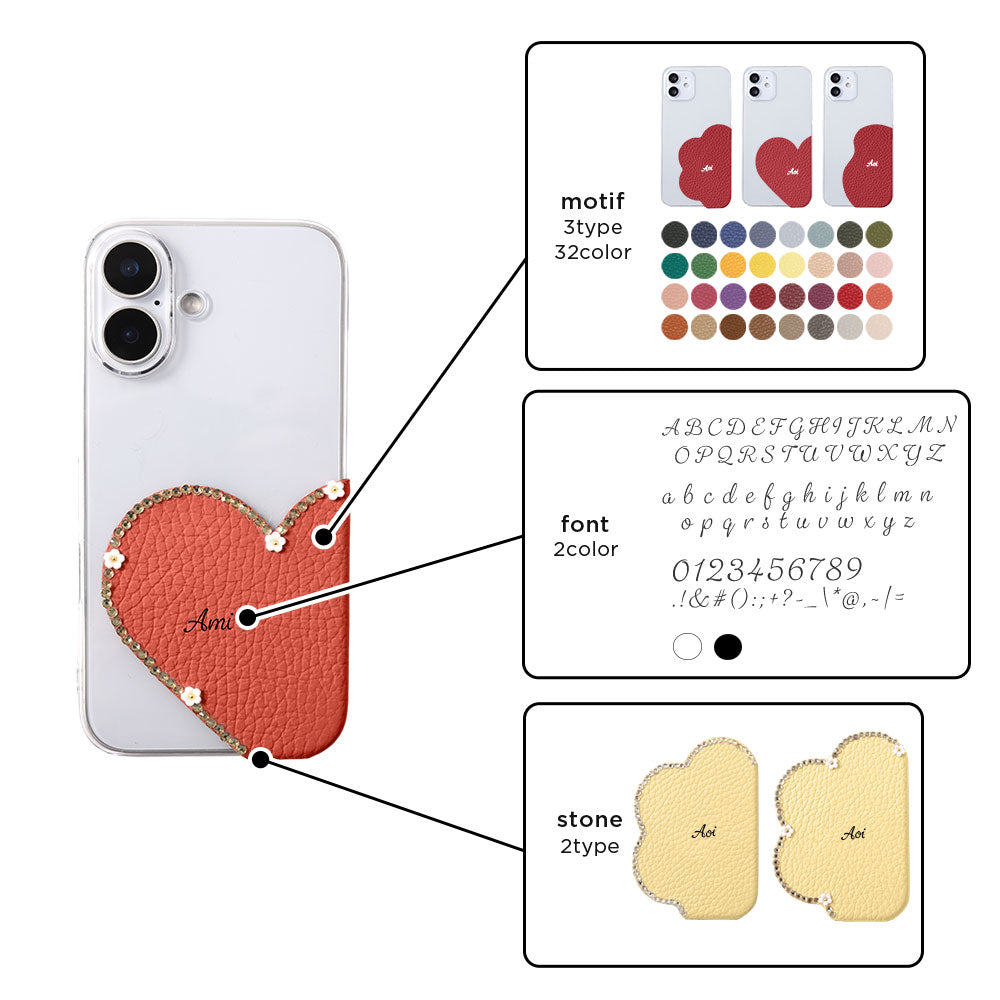 Clear Case Genuine Leather 32 Colors Italian Shrink Leather Motif Cut Leather Printed Name Stone Decoration Back Case Xperia Series