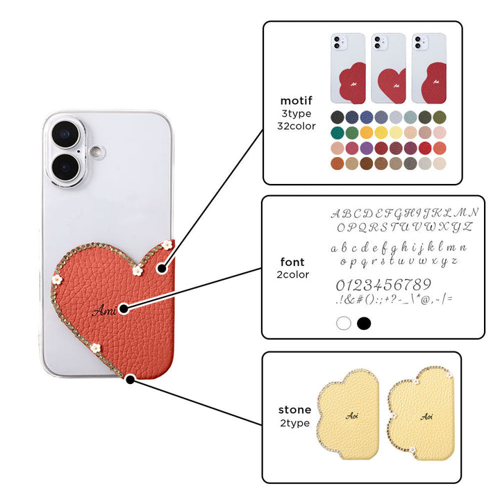 Clear Case Genuine Leather 32 Colors Italian Shrink Leather Motif Cut Leather Printed Name Stone Decoration Back Case Xperia Series