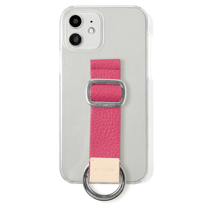 Clear case genuine leather 32 colors Italian shrink leather with buckle belt back case (adhesive type)