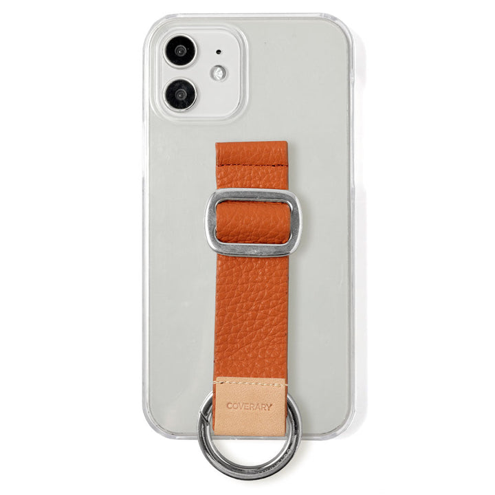 Clear case genuine leather 32 colors Italian shrink leather with buckle belt back case iPhone series (adhesive type)