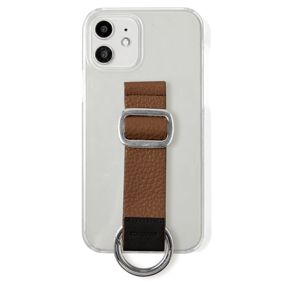 Clear case genuine leather 32 colors Italian shrink leather with buckle belt back case iPhone series (adhesive type)