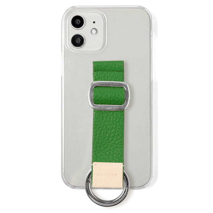 Clear case genuine leather 32 colors Italian shrink leather with buckle belt back case iPhone series (adhesive type)