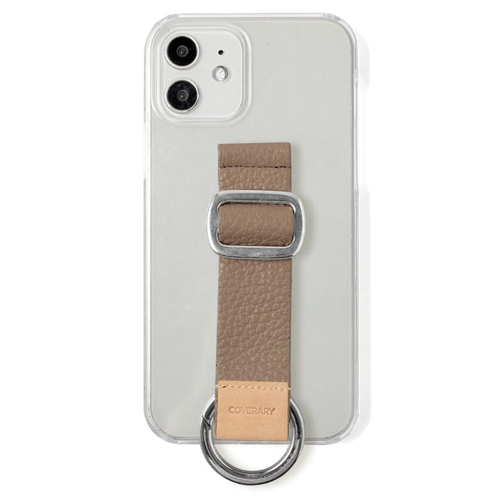 Clear case genuine leather 32 colors Italian shrink leather with buckle belt back case iPhone series (adhesive type)