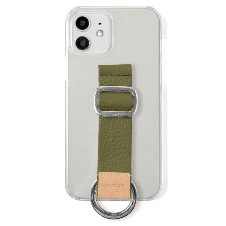 Clear case genuine leather 32 colors Italian shrink leather with buckle belt back case iPhone series (adhesive type)
