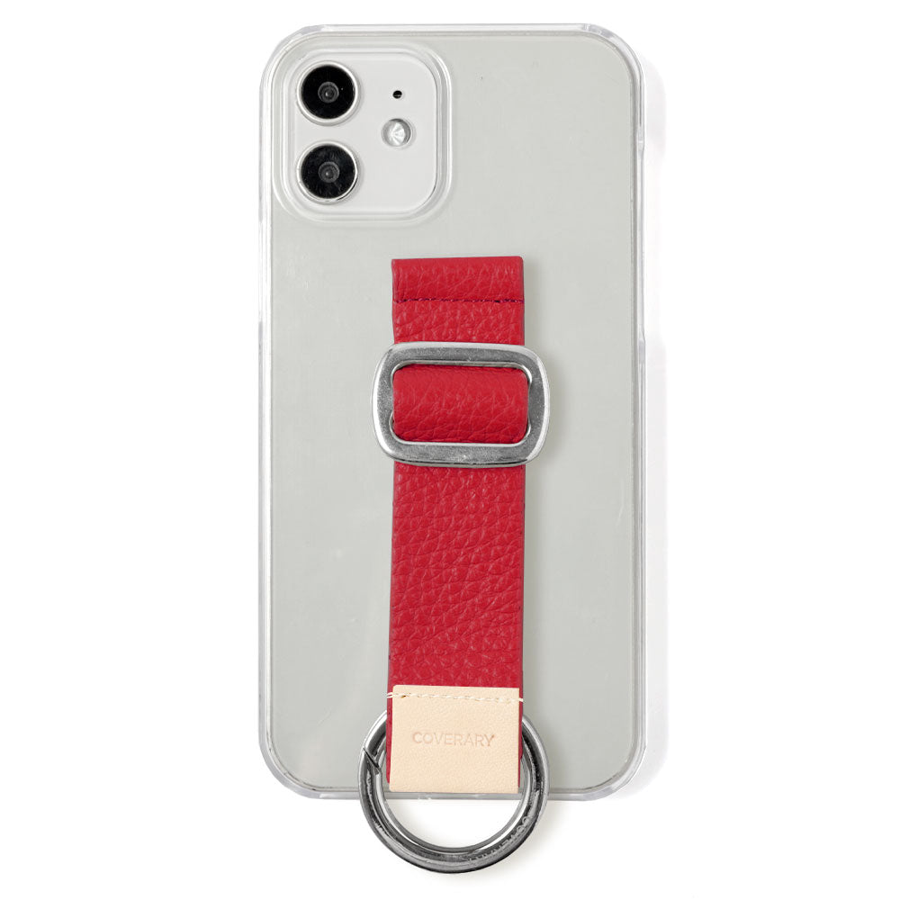 Clear case genuine leather 32 colors Italian shrink leather with buckle belt back case iPhone series (adhesive type)