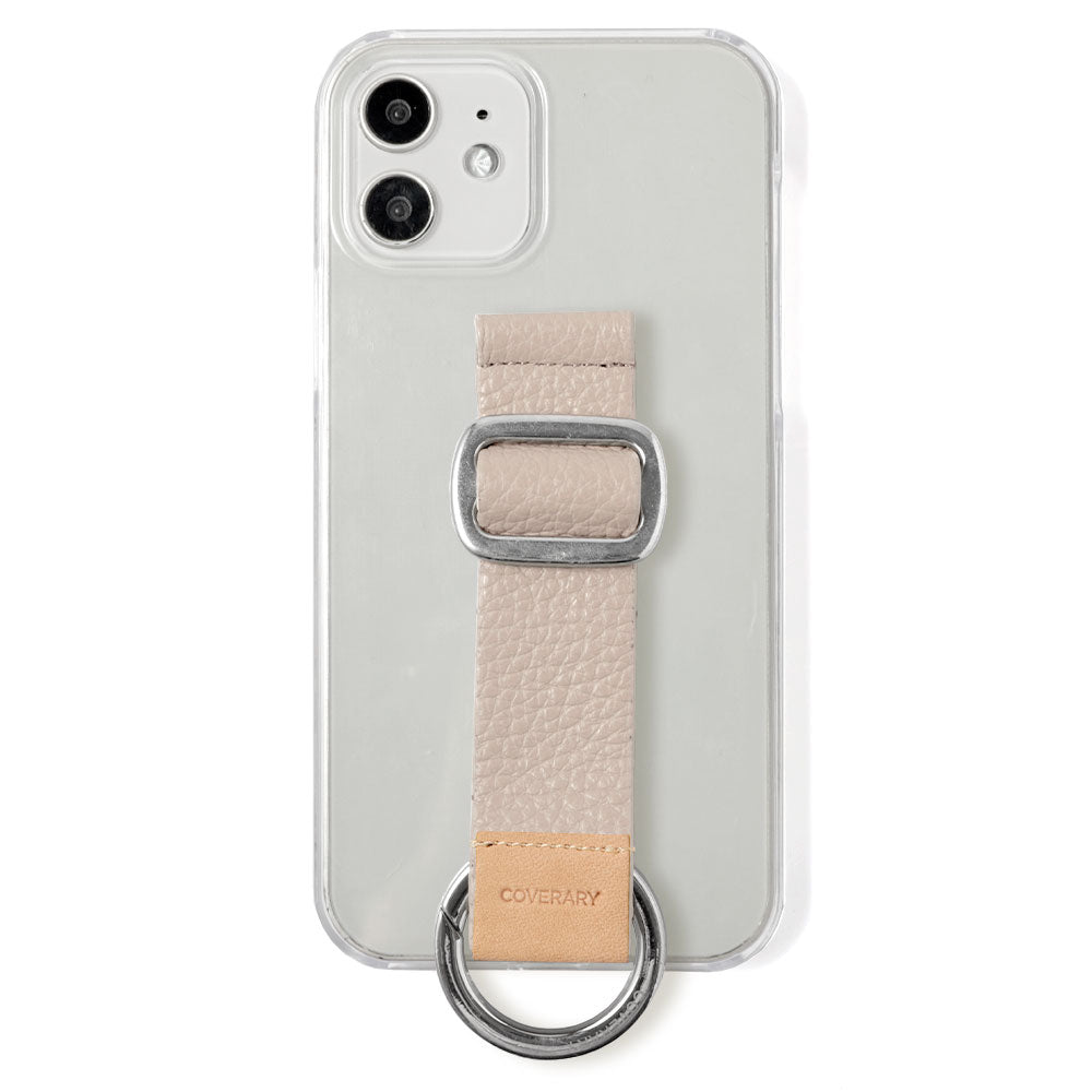 Clear case genuine leather 32 colors Italian shrink leather with buckle belt back case iPhone series (adhesive type)