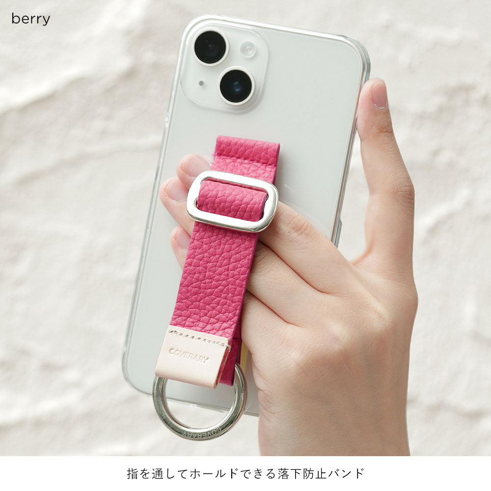 Clear case genuine leather 32 colors Italian shrink leather with buckle belt back case Galaxy series (adhesive type)