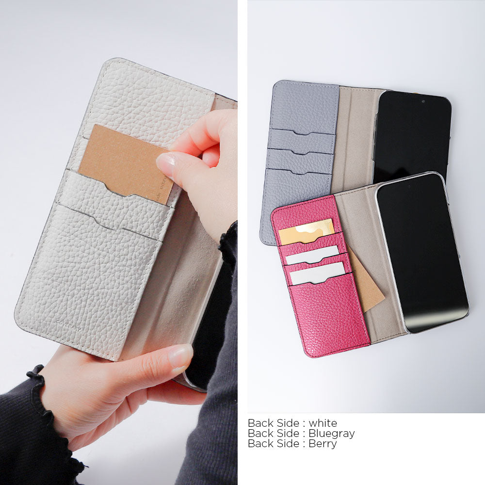 Clear case genuine leather Italian shrink leather with half pocket cover back case