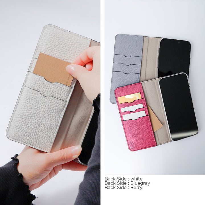 Clear case genuine leather Italian shrink leather with half pocket cover back case