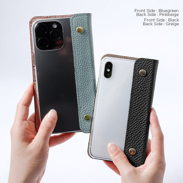 Clear case genuine leather Italian shrink leather with half pocket cover back case Galaxy series