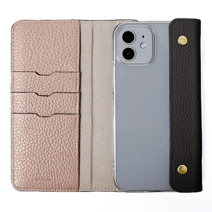 Clear case genuine leather Italian shrink leather with half pocket cover back case iPhone series