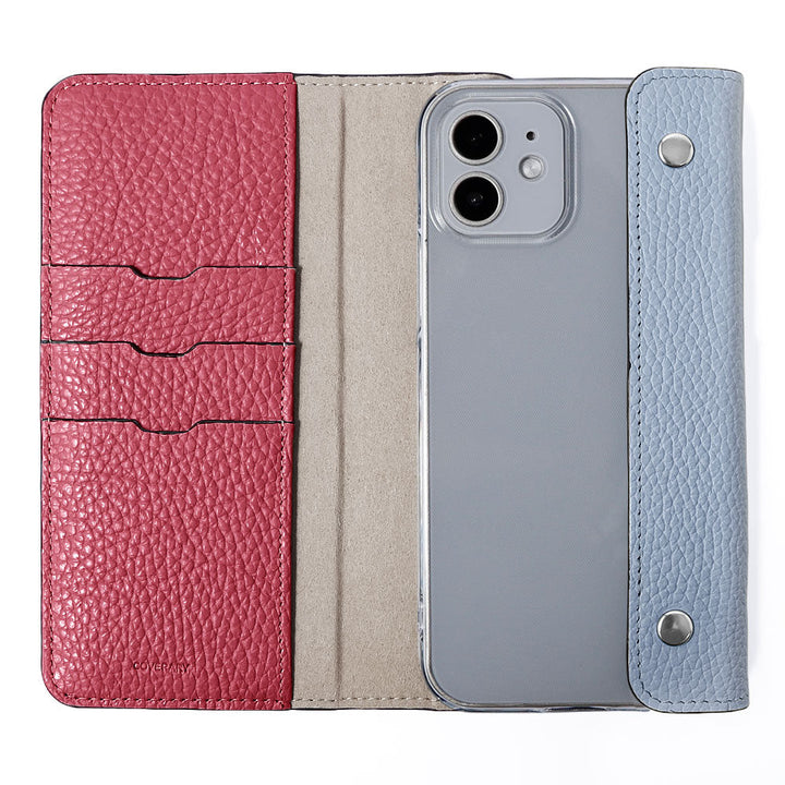 Clear case genuine leather Italian shrink leather with half pocket cover back case AQUOS series