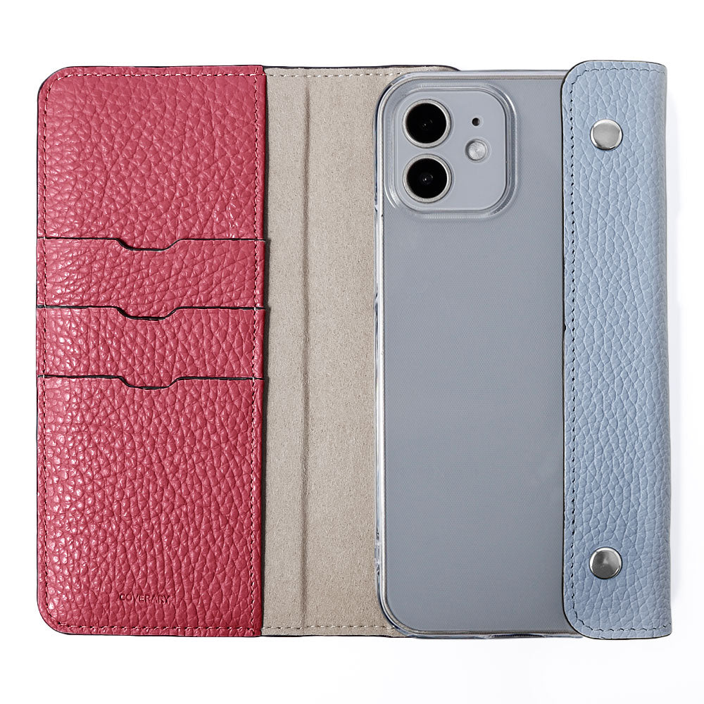 Clear case genuine leather Italian shrink leather with half pocket cover back case Galaxy series
