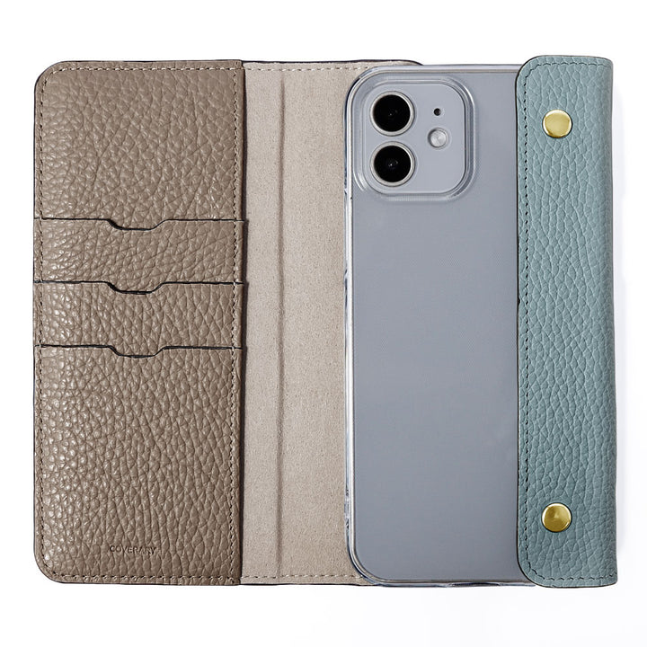 Clear case genuine leather Italian shrink leather with half pocket cover back case