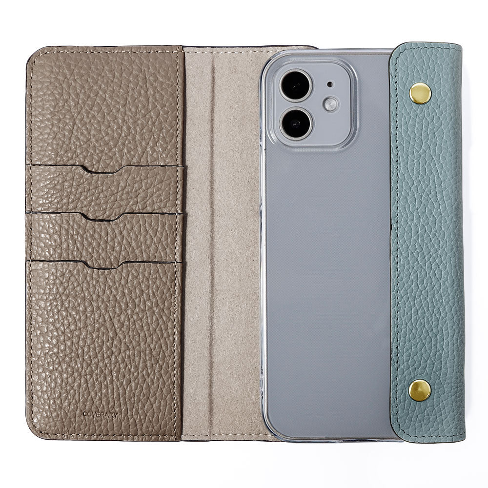 Clear case genuine leather Italian shrink leather with half pocket cover back case iPhone series