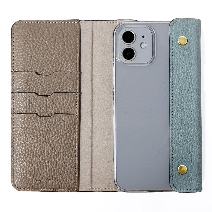 Clear case genuine leather Italian shrink leather with half pocket cover back case iPhone series