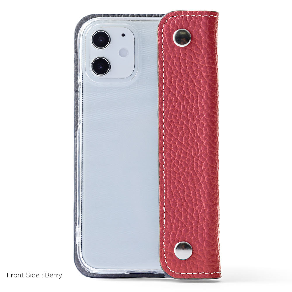 Clear case genuine leather Italian shrink leather with half pocket cover back case