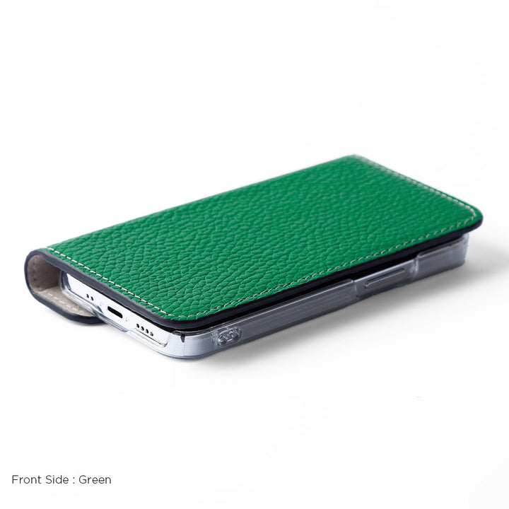 Clear case genuine leather Italian shrink leather with half pocket cover back case