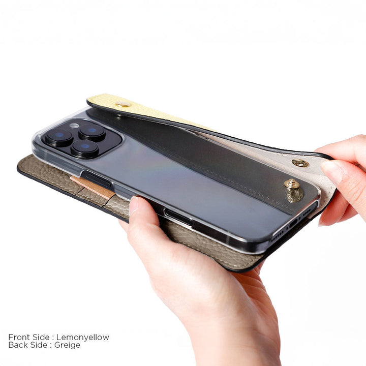 Clear case genuine leather Italian shrink leather with half pocket cover back case Google Pixel series