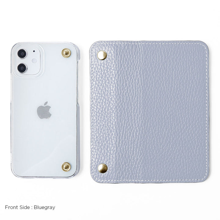 Clear case genuine leather Italian shrink leather with half pocket cover back case Galaxy series