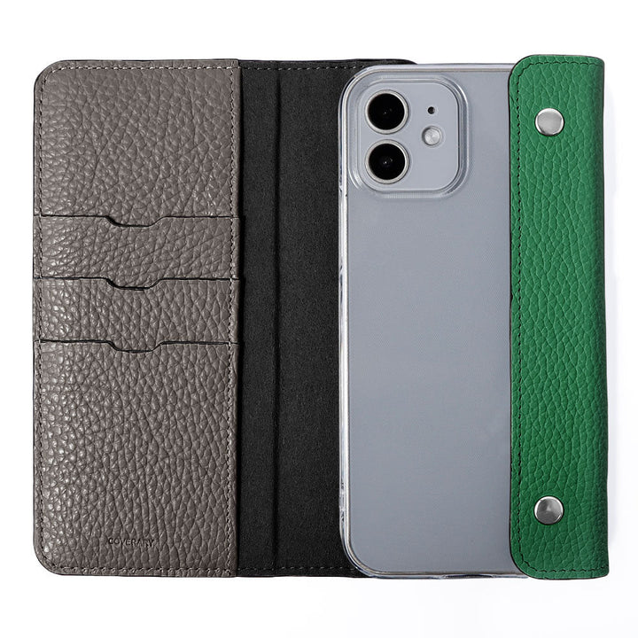 Clear case genuine leather Italian shrink leather with half pocket cover back case iPhone series