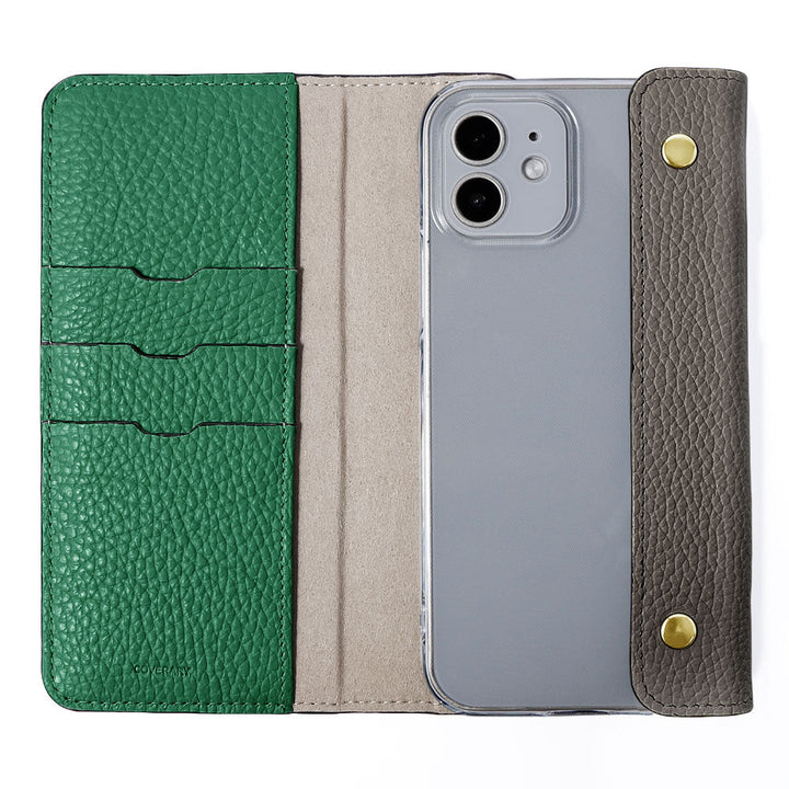 Clear case genuine leather Italian shrink leather with half pocket cover back case Google Pixel series